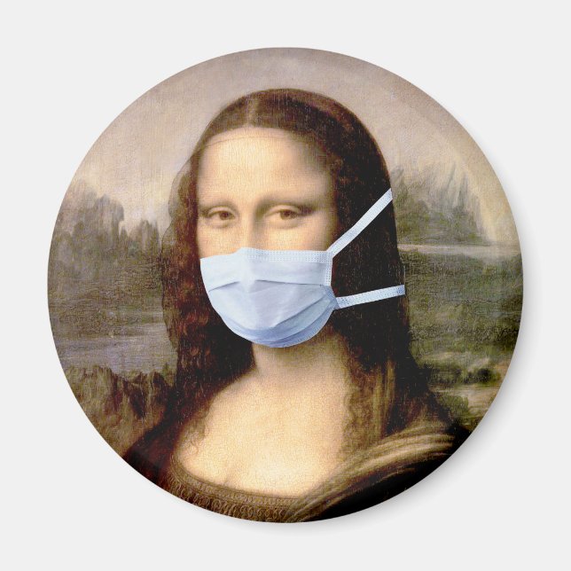 Mona Lisa with Mask Da Vinci Spoofing The Arts Magnet (Front)
