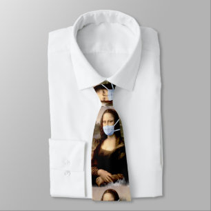 Mona Lisa with Mask Da Vinci Spoofing The Arts Neck Tie