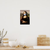 Mona Lisa with Mask Da Vinci Spoofing The Arts Poster (Kitchen)