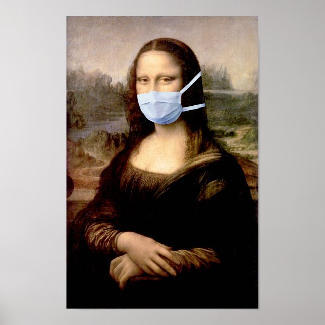 Mona Lisa with Mask Da Vinci Spoofing The Arts Poster (Front)