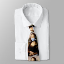 Mona Lisa with Mask Da Vinci Spoofing The Arts Tie Mona Lisa with Mask Da Vinci Spoofing The Arts Tie