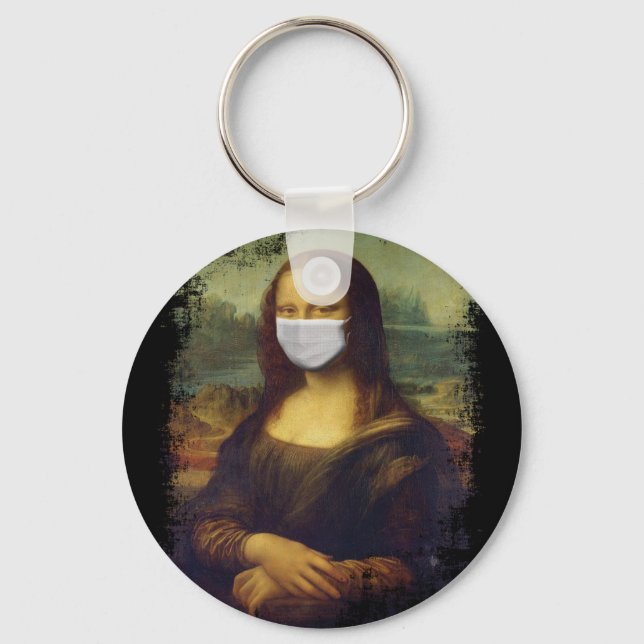 Mona Lisa With Mask Keychain (Front)