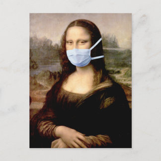 Mona Lisa with Mask Postcard