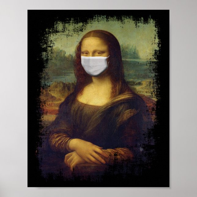 Mona Lisa With Mask Poster (Front)