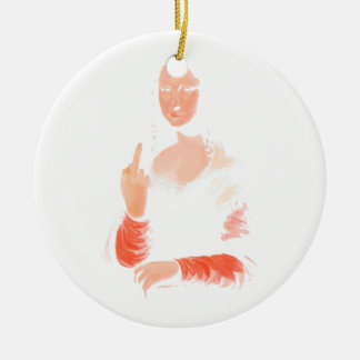 Mona Lisa with middle finger Ceramic Ornament