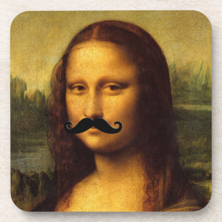 Mona Lisa With Mustache Beverage Coaster