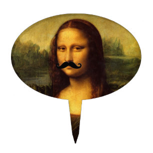Mona Lisa With Mustache Cake Topper