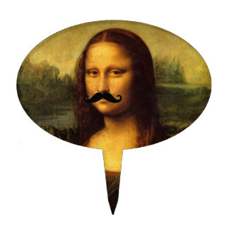 Mona Lisa With Mustache Cake Topper