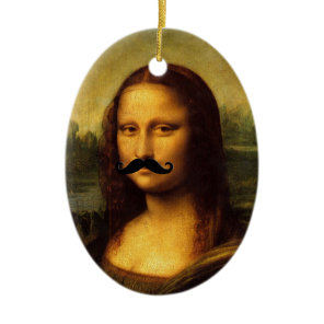 Mona Lisa With Mustache Ceramic Ornament