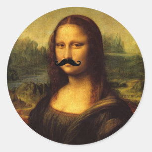 Mona Lisa With Mustache Classic Round Sticker