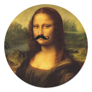 Mona Lisa With Mustache Classic Round Sticker