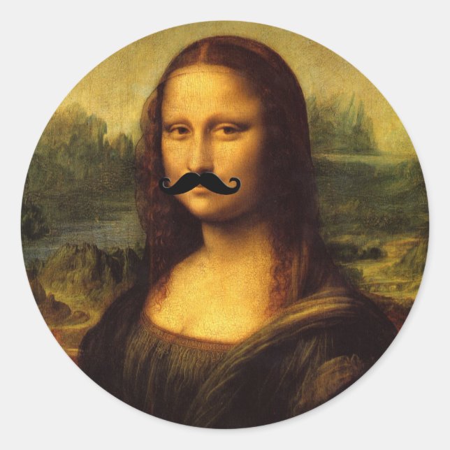 Mona Lisa With Mustache Classic Round Sticker (Front)