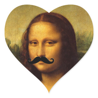 Mona Lisa With Mustache Heart Sticker