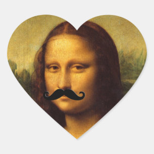 Mona Lisa With Mustache Heart Sticker