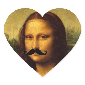 Mona Lisa With Mustache Heart Sticker