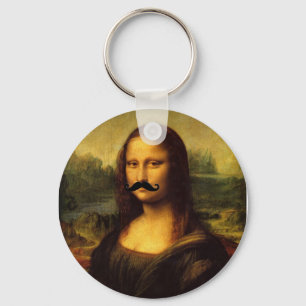 Mona Lisa With Mustache Keychain