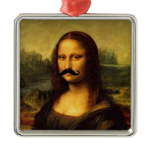 Mona Lisa With Mustache Metal Ornament