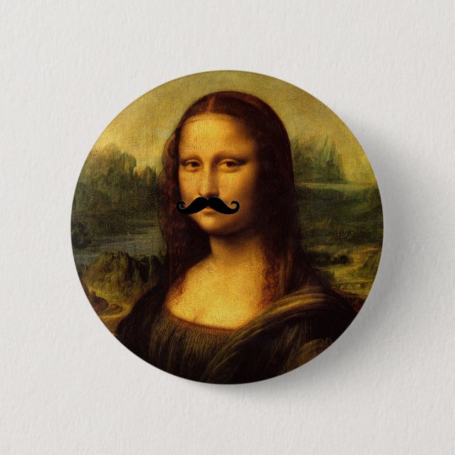 Mona Lisa With Mustache Pinback Button (Front)