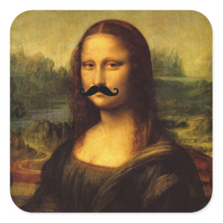 Mona Lisa With Mustache Square Sticker