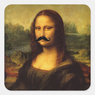Mona Lisa With Mustache Square Sticker