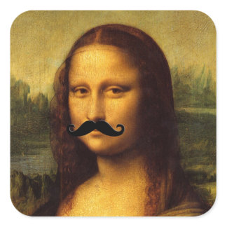 Mona Lisa With Mustache Square Sticker