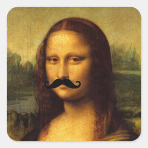 Mona Lisa With Mustache Square Sticker