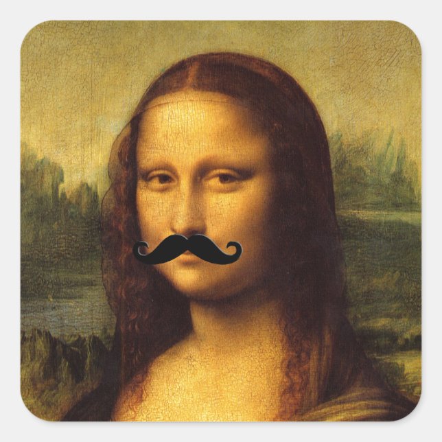 Mona Lisa With Mustache Square Sticker (Front)