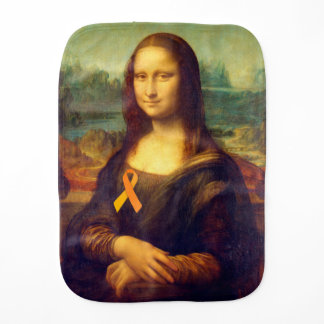 Mona Lisa With Orange Ribbon Burp Cloth