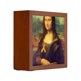 Mona Lisa With Orange Ribbon Desk Organizer