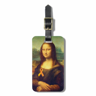 Mona Lisa With Orange Ribbon Luggage Tag