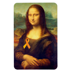 Mona Lisa With Orange Ribbon Magnet