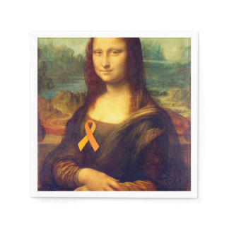 Mona Lisa With Orange Ribbon Paper Napkins