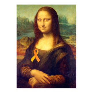 Mona Lisa With Orange Ribbon Poster