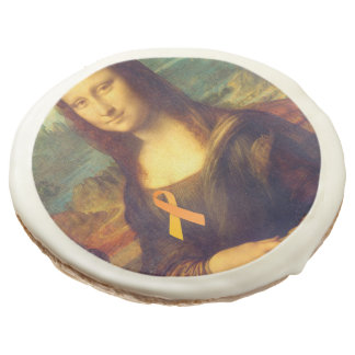 Mona Lisa With Orange Ribbon Sugar Cookie