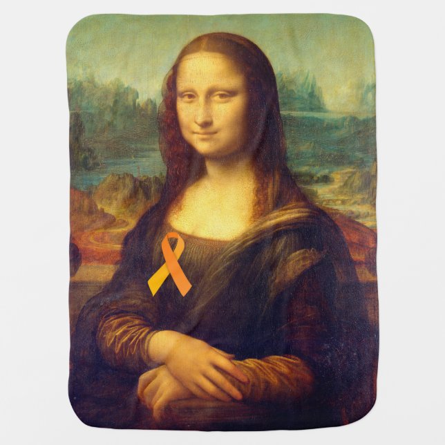 Mona Lisa With Orange Ribbon Swaddle Blanket (Front)
