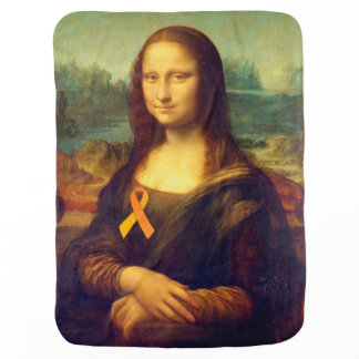 Mona Lisa With Orange Ribbon Swaddle Blanket