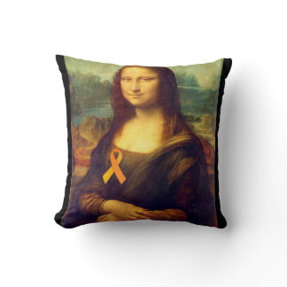 Mona Lisa With Orange Ribbon Throw Pillow
