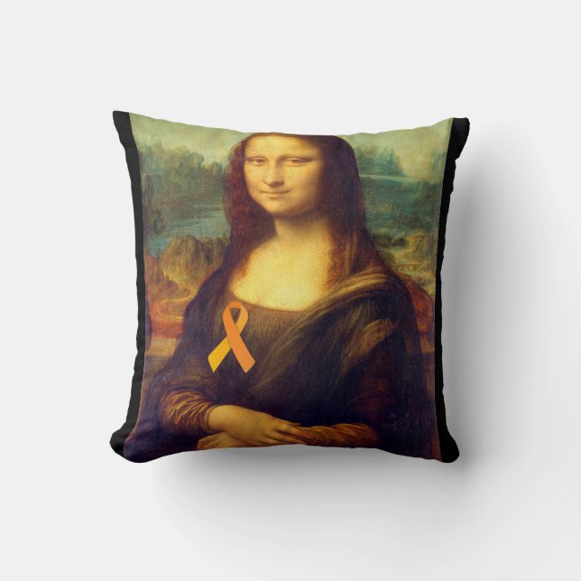Mona Lisa With Orange Ribbon Throw Pillow (Front)
