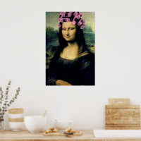 Mona Lisa with pink hair rollers Leonardo da Vinci