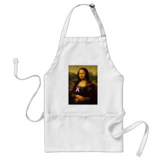Mona Lisa With Pink Ribbon Adult Apron