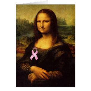 Mona Lisa With Pink Ribbon Cards