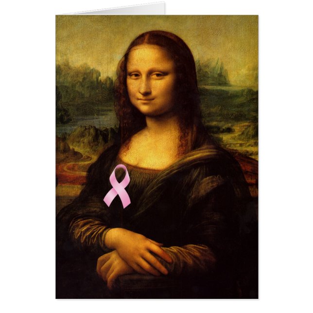 Mona Lisa With Pink Ribbon Cards (Front)