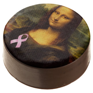 Mona Lisa With Pink Ribbon Chocolate Covered Oreo