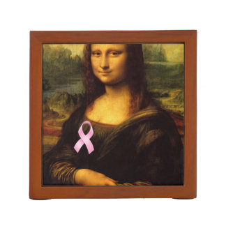 Mona Lisa With Pink Ribbon Desk Organizer