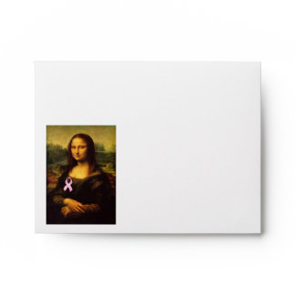 Mona Lisa With Pink Ribbon Envelope