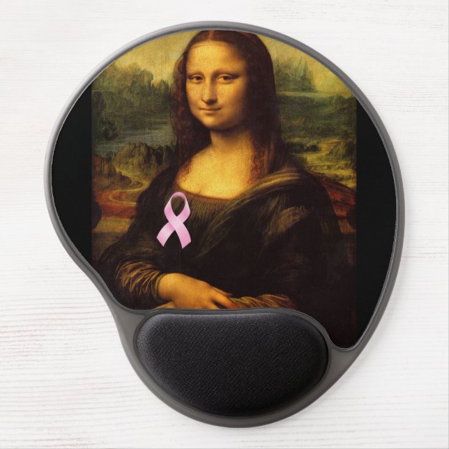 Mona Lisa With Pink Ribbon Gel Mouse Pad (Front)
