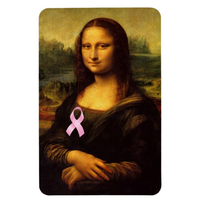 Mona Lisa With Pink Ribbon Magnet (Vertical)