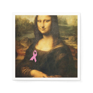 Mona Lisa With Pink Ribbon Napkins