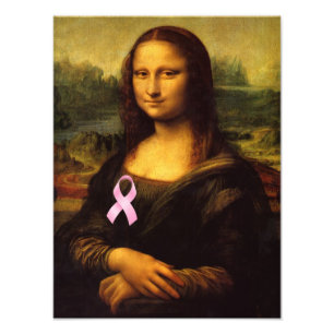 Mona Lisa With Pink Ribbon Photo Print