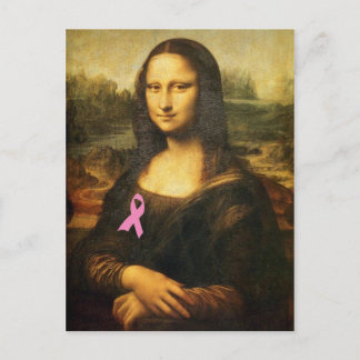 Mona Lisa With Pink Ribbon Postcard